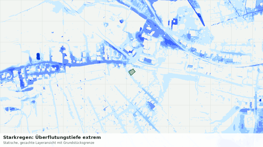 Statische Kartenansicht: Starkregen: Überflutungstiefe extrem