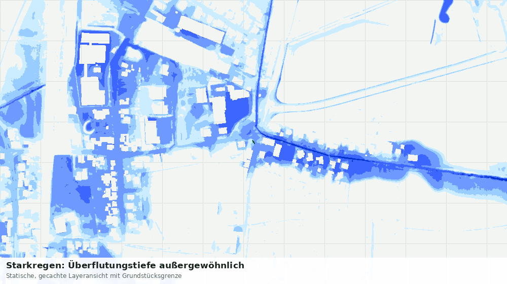 Statische Kartenansicht: Starkregen: Überflutungstiefe außergewöhnlich