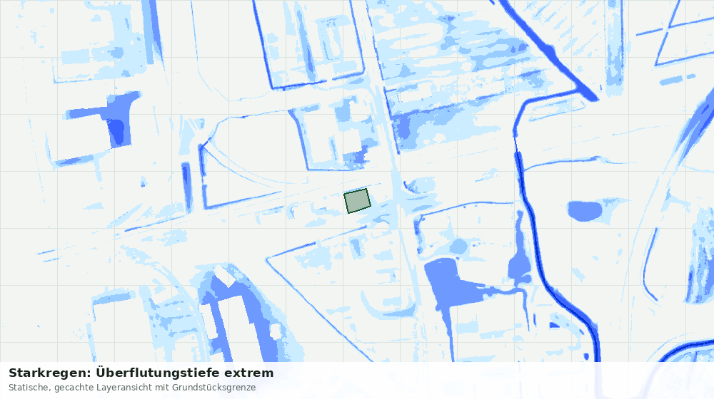 Statische Kartenansicht: Starkregen: Überflutungstiefe extrem