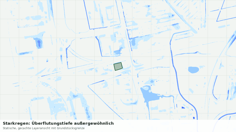 Statische Kartenansicht: Starkregen: Überflutungstiefe außergewöhnlich