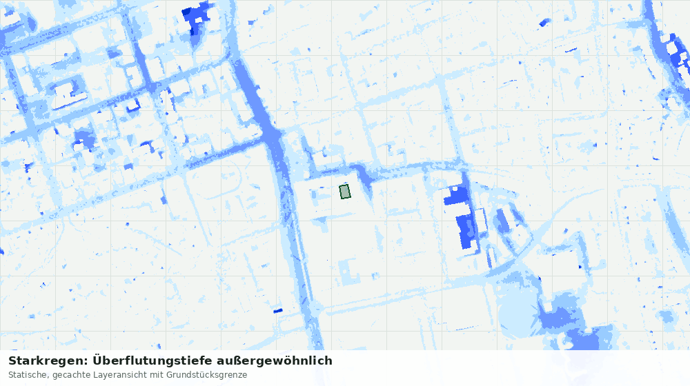 Statische Kartenansicht: Starkregen: Überflutungstiefe außergewöhnlich