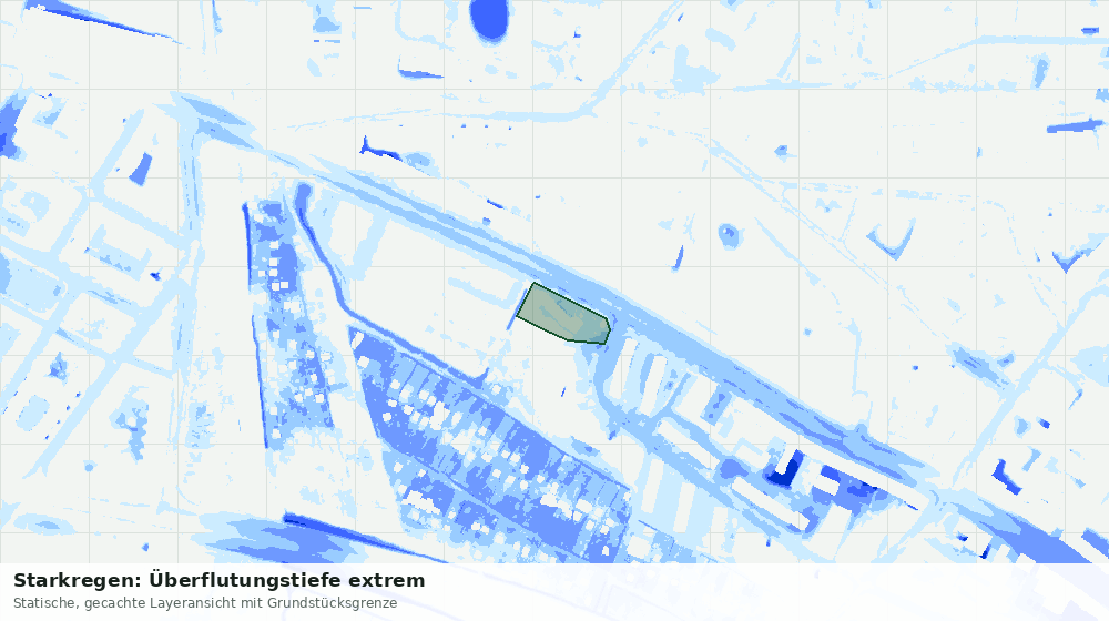 Statische Kartenansicht: Starkregen: Überflutungstiefe extrem