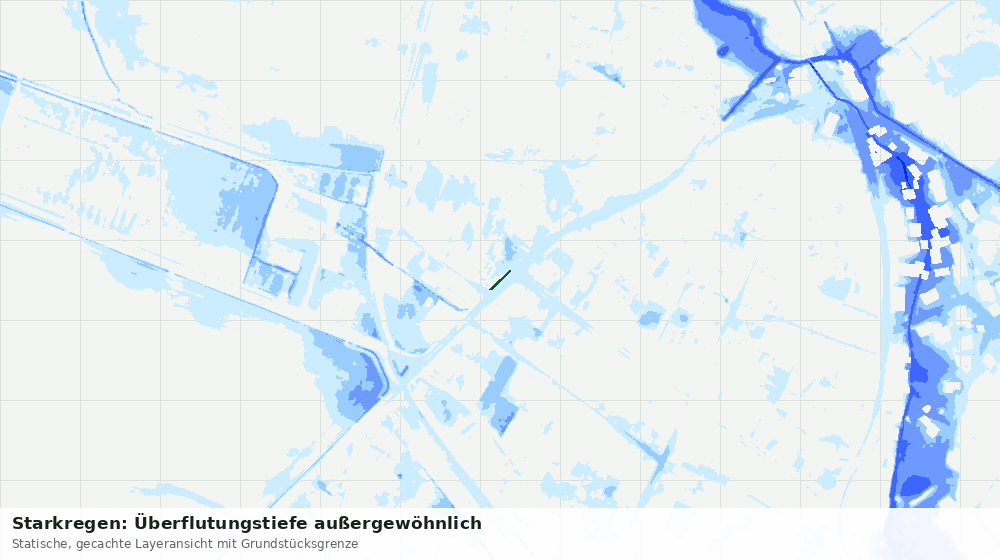 Statische Kartenansicht: Starkregen: Überflutungstiefe außergewöhnlich