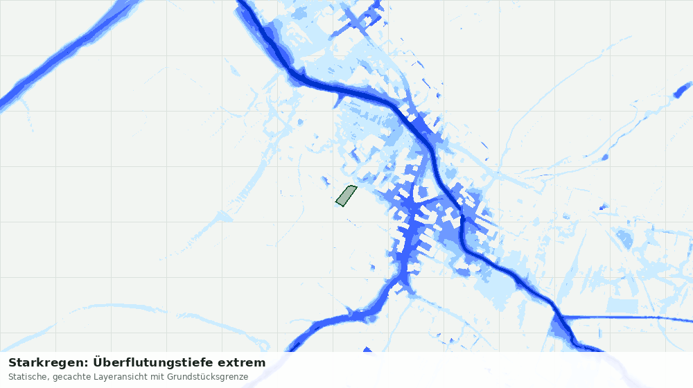 Statische Kartenansicht: Starkregen: Überflutungstiefe extrem
