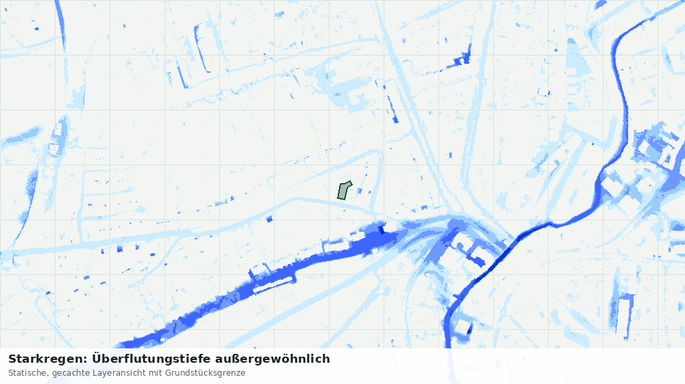 Statische Kartenansicht: Starkregen: Überflutungstiefe außergewöhnlich