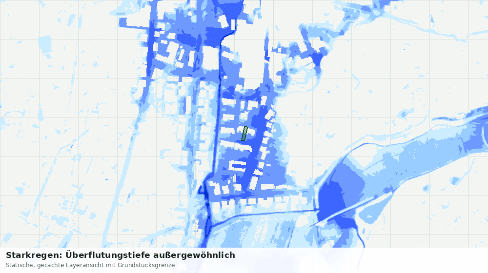Statische Kartenansicht: Starkregen: Überflutungstiefe außergewöhnlich