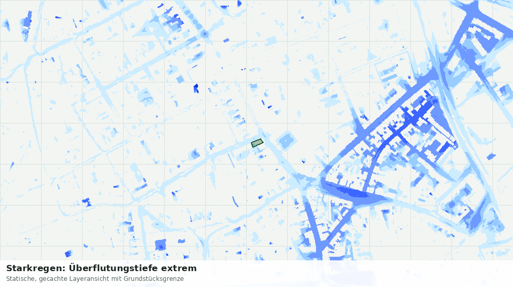 Statische Kartenansicht: Starkregen: Überflutungstiefe extrem