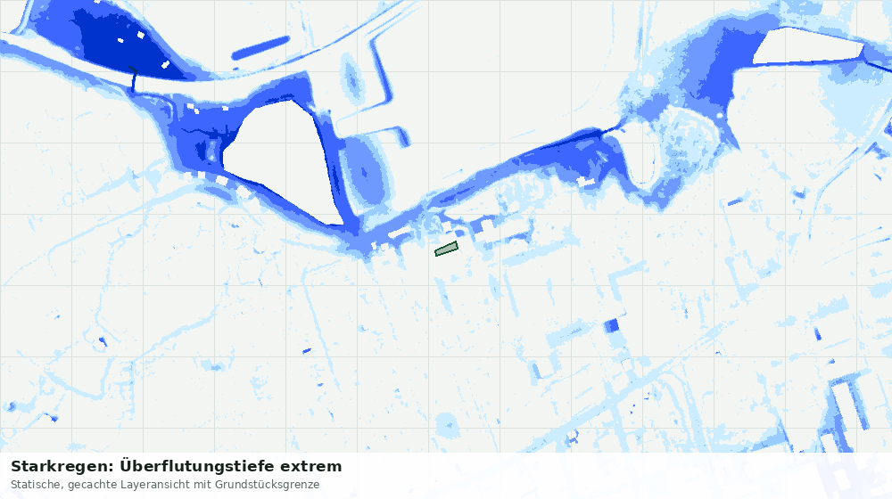 Statische Kartenansicht: Starkregen: Überflutungstiefe extrem