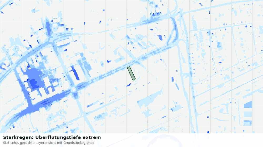 Statische Kartenansicht: Starkregen: Überflutungstiefe extrem
