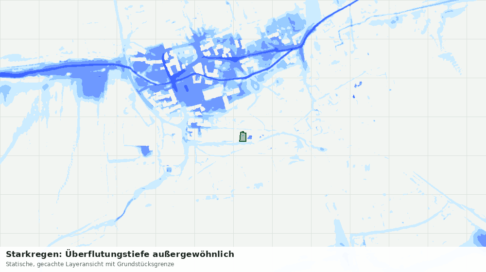 Statische Kartenansicht: Starkregen: Überflutungstiefe außergewöhnlich