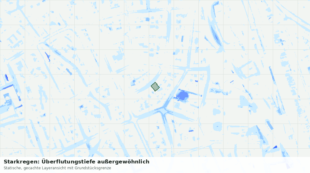 Statische Kartenansicht: Starkregen: Überflutungstiefe außergewöhnlich