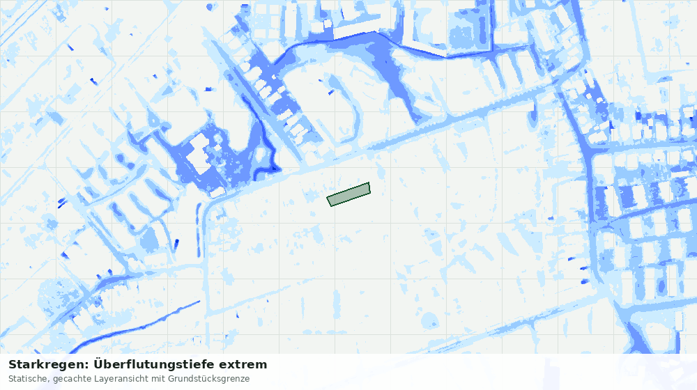 Statische Kartenansicht: Starkregen: Überflutungstiefe extrem