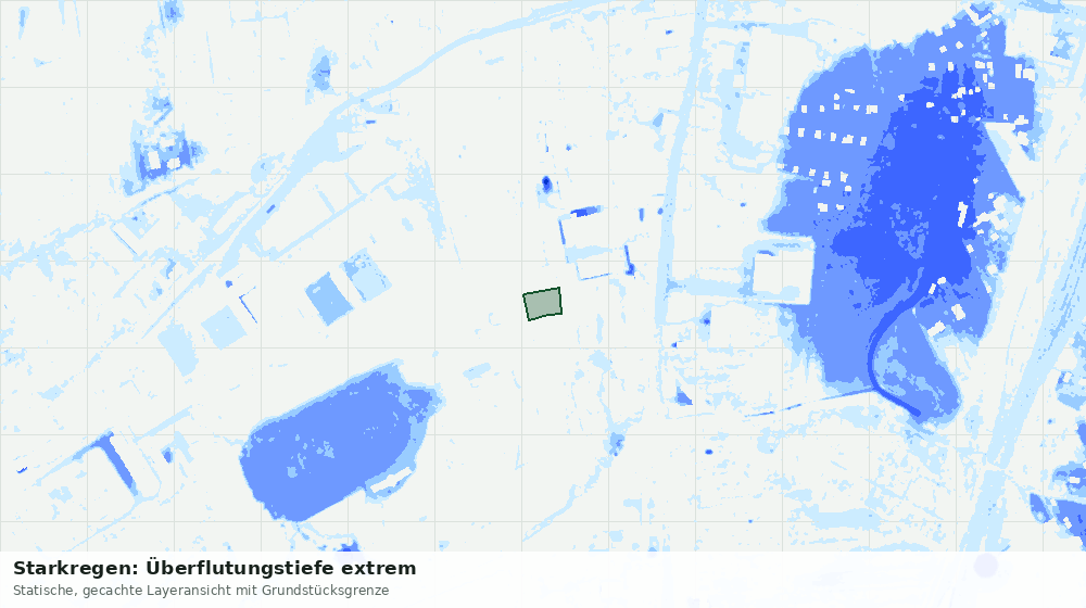 Statische Kartenansicht: Starkregen: Überflutungstiefe extrem