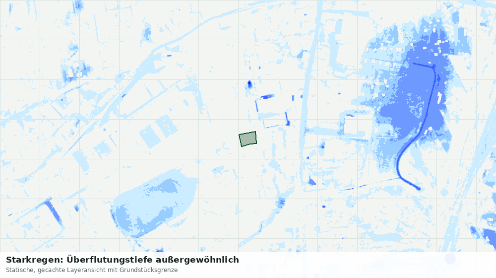 Statische Kartenansicht: Starkregen: Überflutungstiefe außergewöhnlich