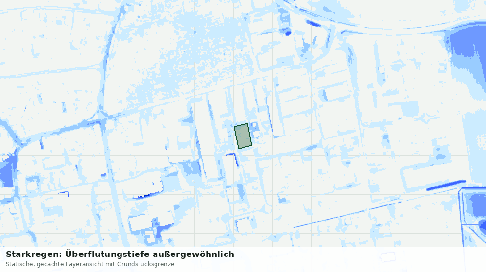Statische Kartenansicht: Starkregen: Überflutungstiefe außergewöhnlich