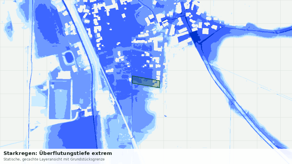 Statische Kartenansicht: Starkregen: Überflutungstiefe extrem