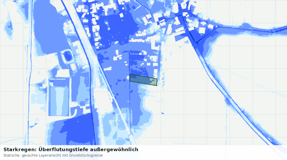 Statische Kartenansicht: Starkregen: Überflutungstiefe außergewöhnlich