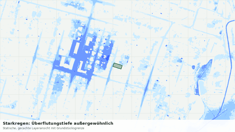 Statische Kartenansicht: Starkregen: Überflutungstiefe außergewöhnlich