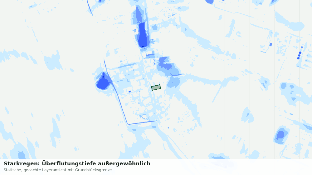 Statische Kartenansicht: Starkregen: Überflutungstiefe außergewöhnlich