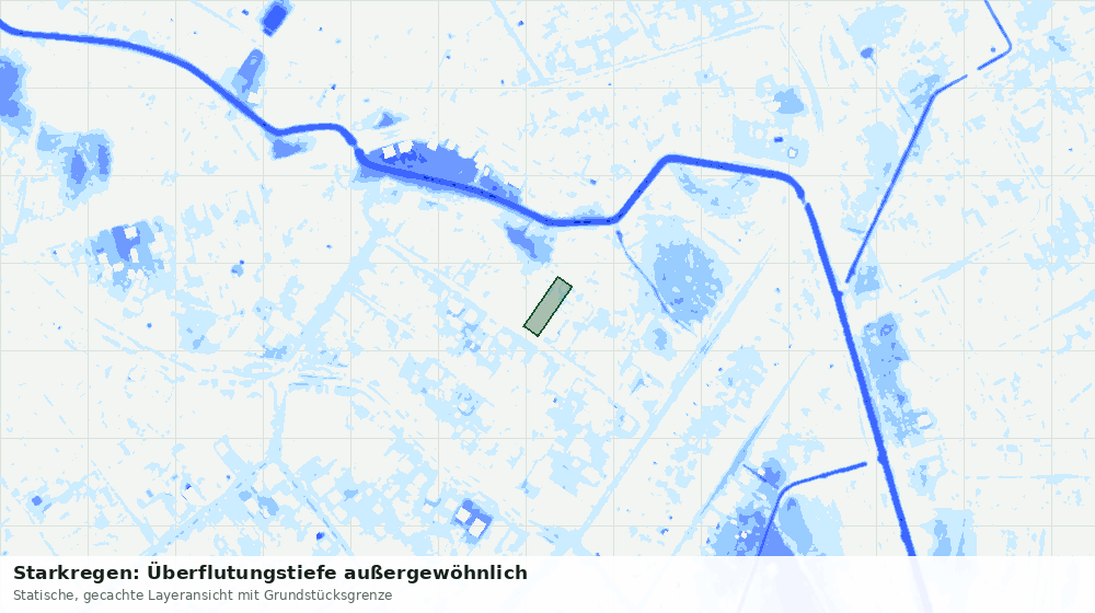Statische Kartenansicht: Starkregen: Überflutungstiefe außergewöhnlich
