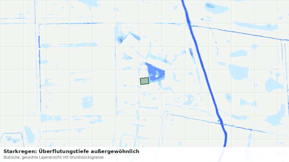 Statische Kartenansicht: Starkregen: Überflutungstiefe außergewöhnlich