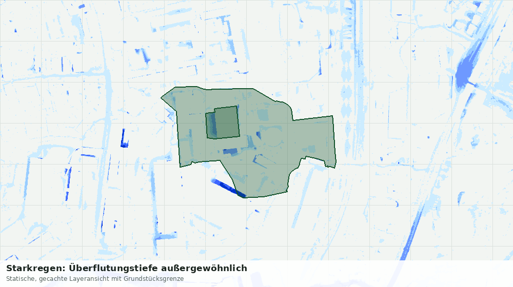 Statische Kartenansicht: Starkregen: Überflutungstiefe außergewöhnlich