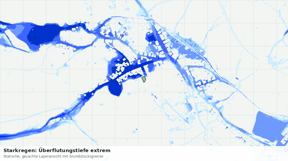 Statische Kartenansicht: Starkregen: Überflutungstiefe extrem