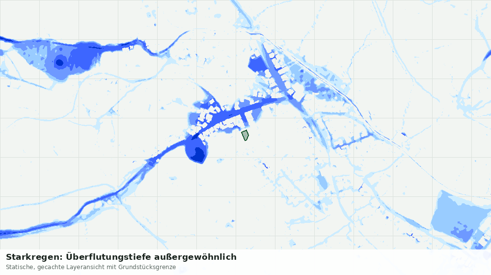 Statische Kartenansicht: Starkregen: Überflutungstiefe außergewöhnlich
