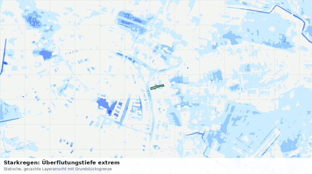 Statische Kartenansicht: Starkregen: Überflutungstiefe extrem
