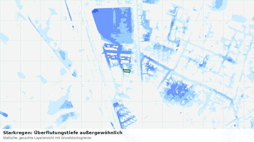 Statische Kartenansicht: Starkregen: Überflutungstiefe außergewöhnlich