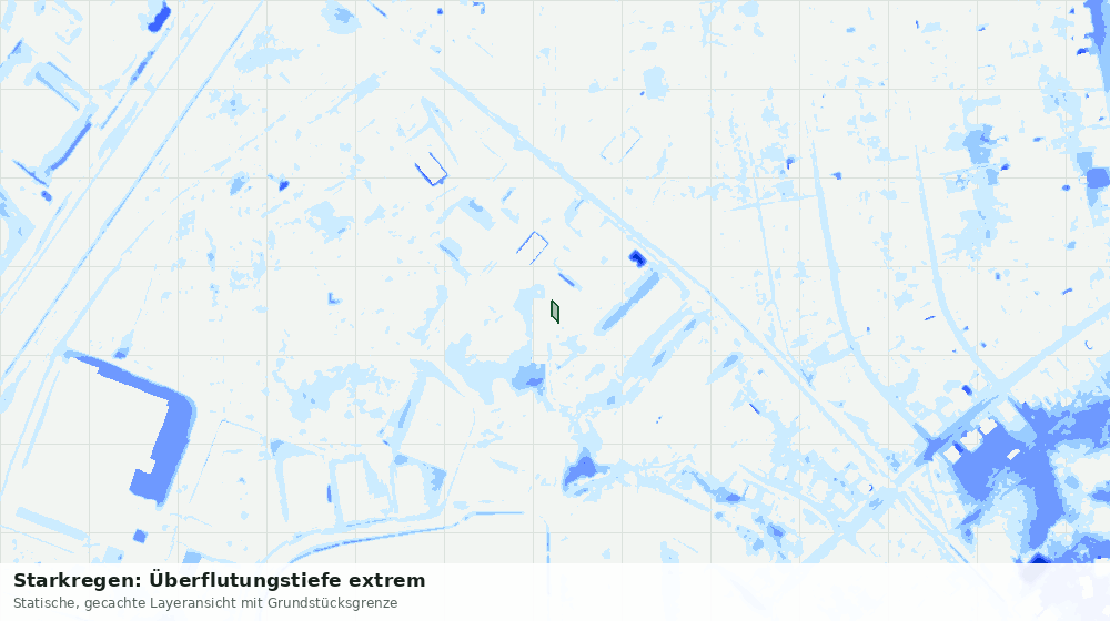 Statische Kartenansicht: Starkregen: Überflutungstiefe extrem