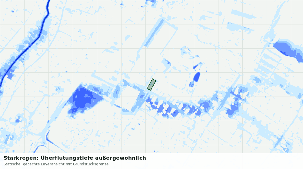 Statische Kartenansicht: Starkregen: Überflutungstiefe außergewöhnlich