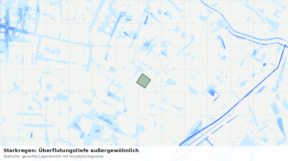 Statische Kartenansicht: Starkregen: Überflutungstiefe außergewöhnlich