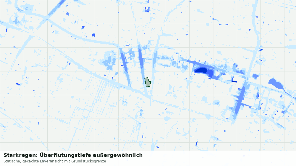 Statische Kartenansicht: Starkregen: Überflutungstiefe außergewöhnlich