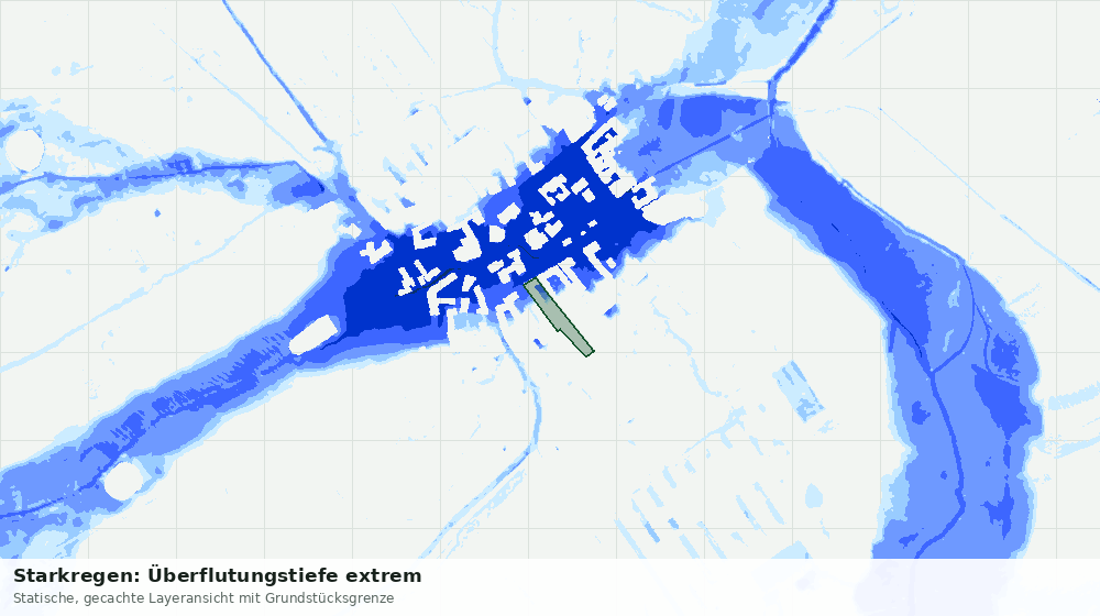 Statische Kartenansicht: Starkregen: Überflutungstiefe extrem