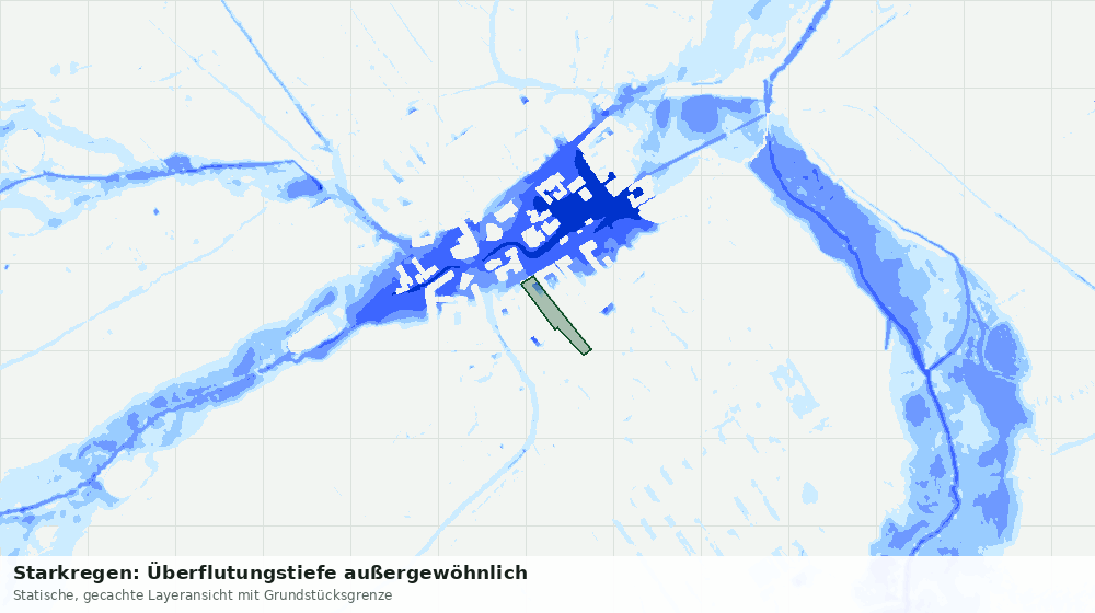 Statische Kartenansicht: Starkregen: Überflutungstiefe außergewöhnlich