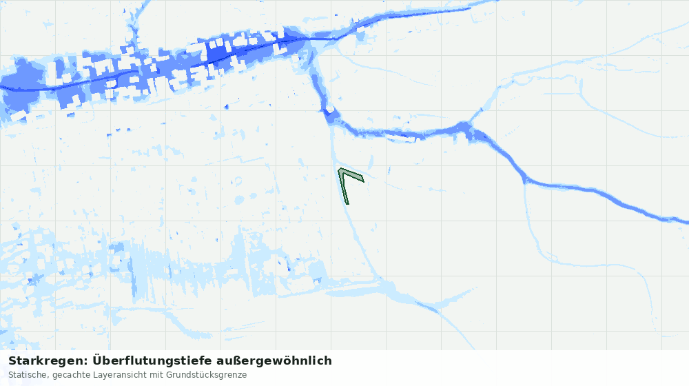 Statische Kartenansicht: Starkregen: Überflutungstiefe außergewöhnlich