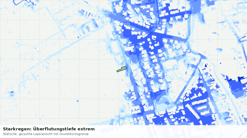 Statische Kartenansicht: Starkregen: Überflutungstiefe extrem