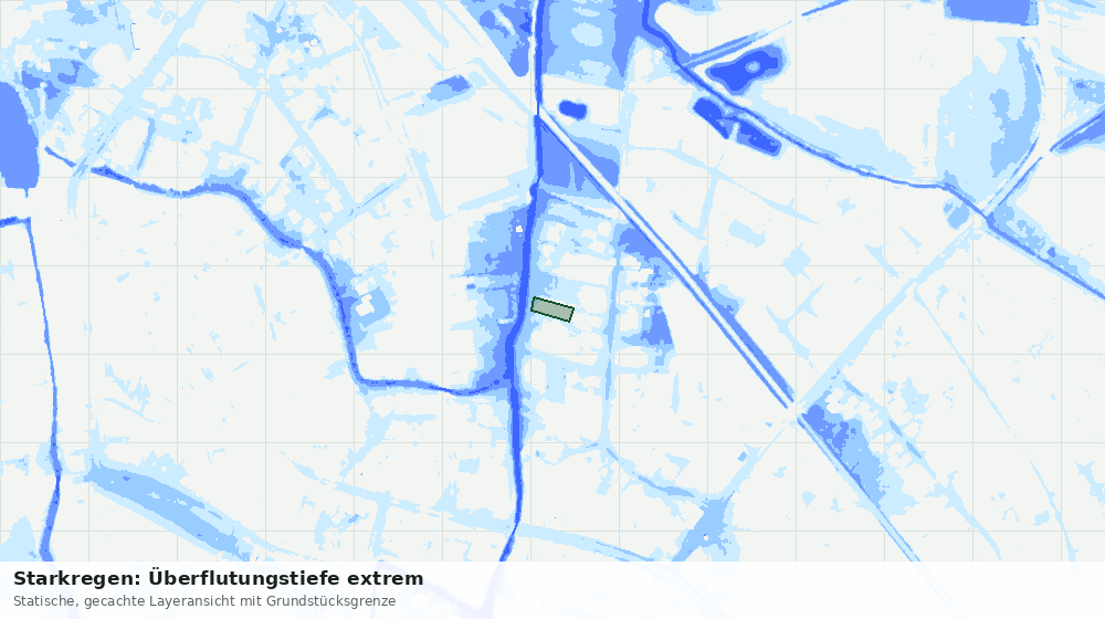 Statische Kartenansicht: Starkregen: Überflutungstiefe extrem