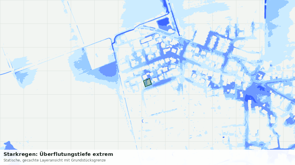 Statische Kartenansicht: Starkregen: Überflutungstiefe extrem