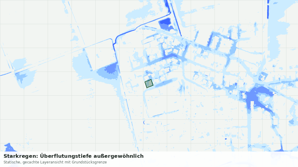 Statische Kartenansicht: Starkregen: Überflutungstiefe außergewöhnlich