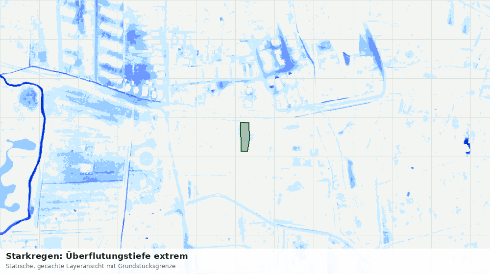 Statische Kartenansicht: Starkregen: Überflutungstiefe extrem