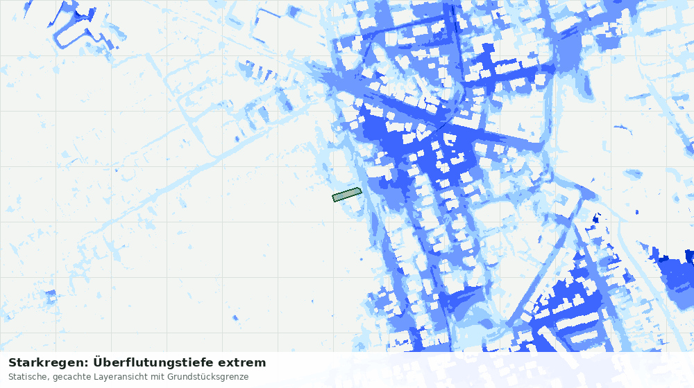 Statische Kartenansicht: Starkregen: Überflutungstiefe extrem