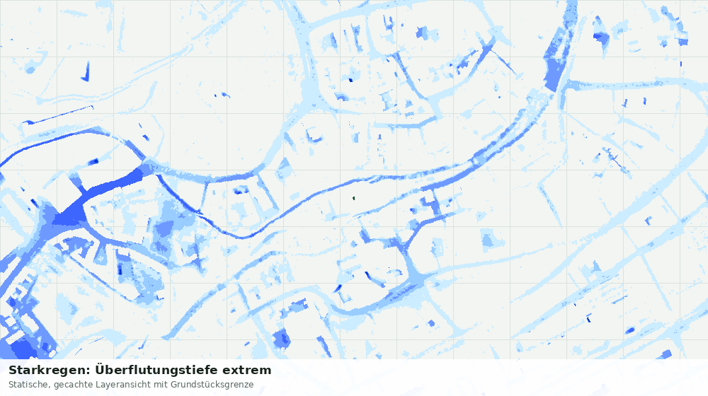 Statische Kartenansicht: Starkregen: Überflutungstiefe extrem