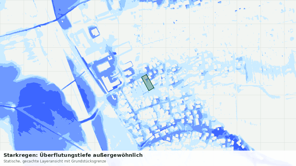 Statische Kartenansicht: Starkregen: Überflutungstiefe außergewöhnlich