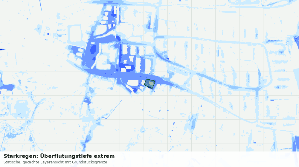 Statische Kartenansicht: Starkregen: Überflutungstiefe extrem