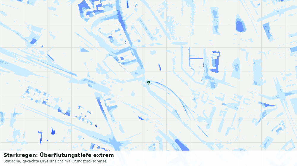 Statische Kartenansicht: Starkregen: Überflutungstiefe extrem
