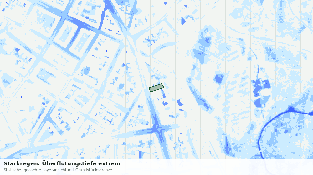 Statische Kartenansicht: Starkregen: Überflutungstiefe extrem