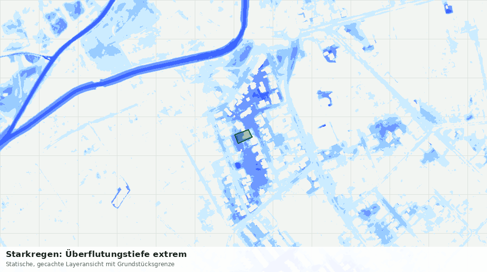 Statische Kartenansicht: Starkregen: Überflutungstiefe extrem