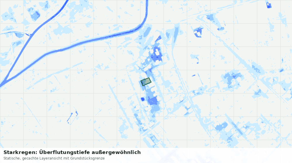 Statische Kartenansicht: Starkregen: Überflutungstiefe außergewöhnlich